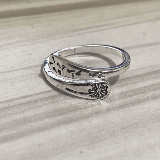 Boho Vintage Open Ring Flower Pattern Adjustable Women Jewelry