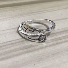 Boho Vintage Open Ring Flower Pattern Adjustable Women Jewelry