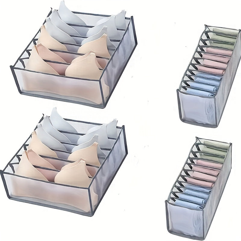 Mesh Storage Box Lightweight Clothes Organizer With Grids Gray