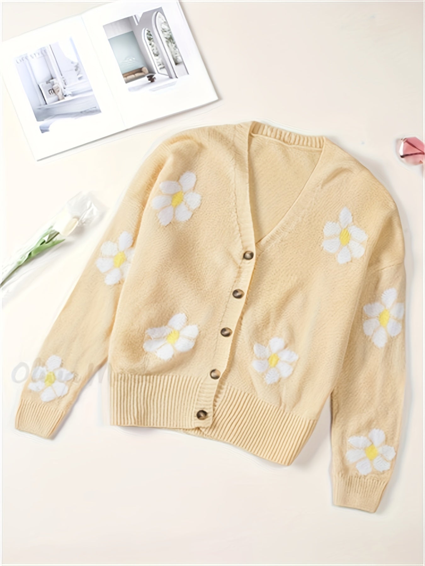 Floral Print Button Up Long Sleeve Cardigan