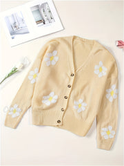 Floral Print Button Up Long Sleeve Cardigan
