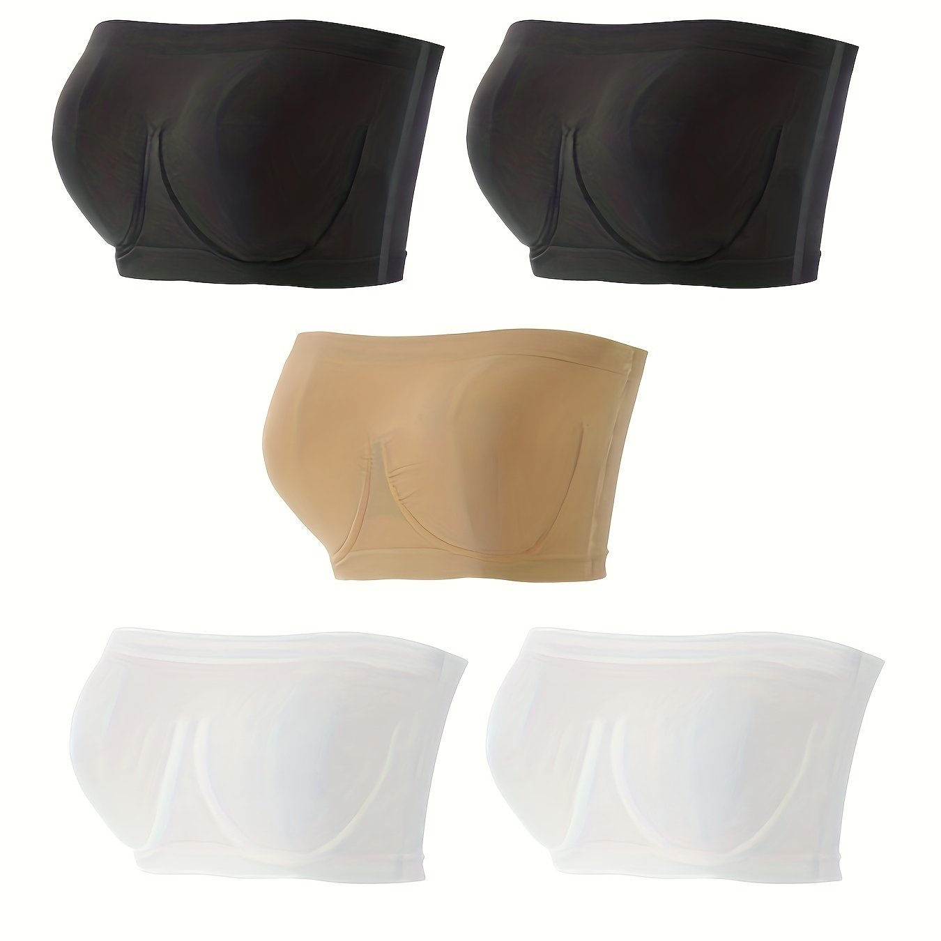 5 Pack Plus Size Seamless Comfort Wireless Tube Top Bra Set
