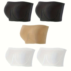 5 Pack Plus Size Seamless Comfort Wireless Tube Top Bra Set