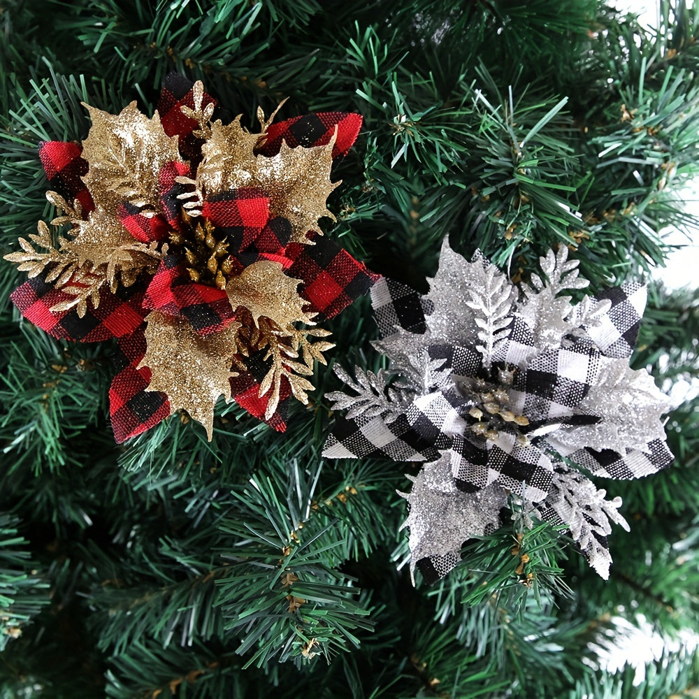 Christmas Decorations Golden Powder Lattice Christmas Flowers