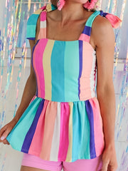 Striped Peplum Tank Top Casual Summer & Spring Women's Clothing