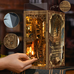 3D Puzzle Bookshelf Dark Brown Wooden Jigsaw Model Decorative Bookend