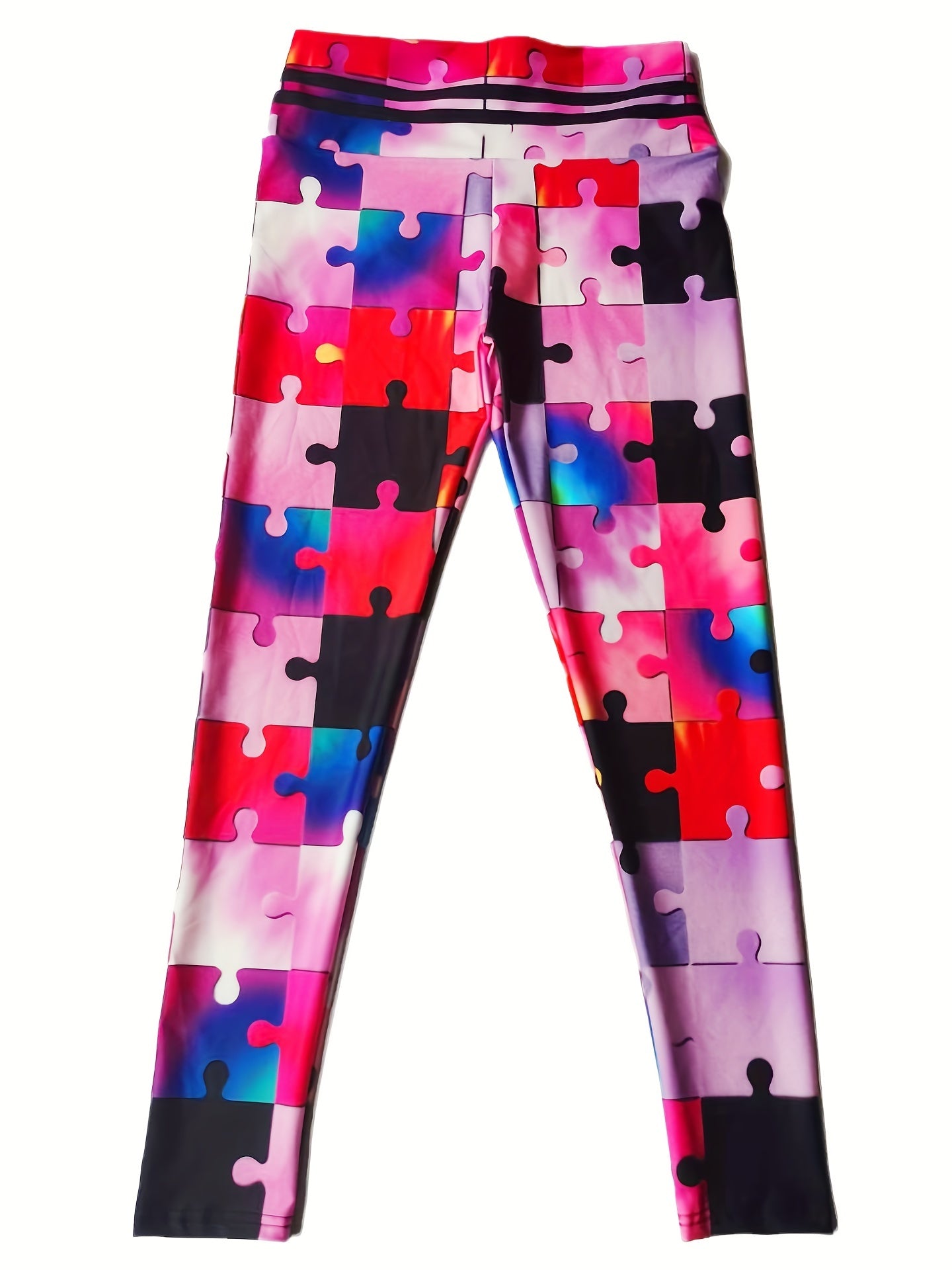 Jigsaw Printed Sports Yoga Leggings High Waist Workout Running Sports Tight