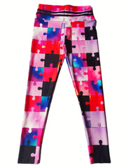 Jigsaw Printed Sports Yoga Leggings High Waist Workout Running Sports Tight