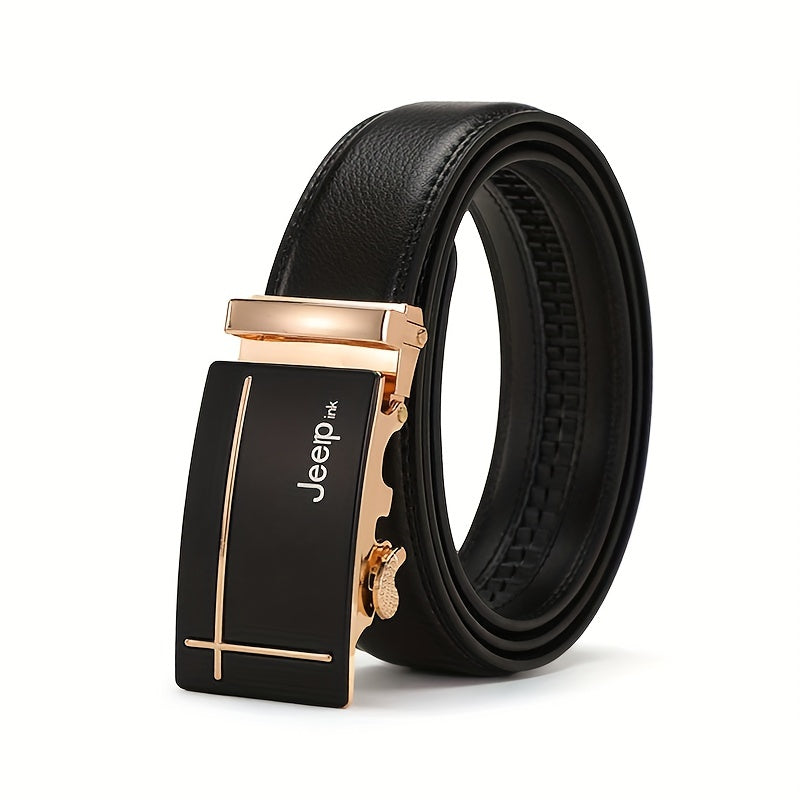 Men's Leather Belt Automatic Buckle Business Waist Strap