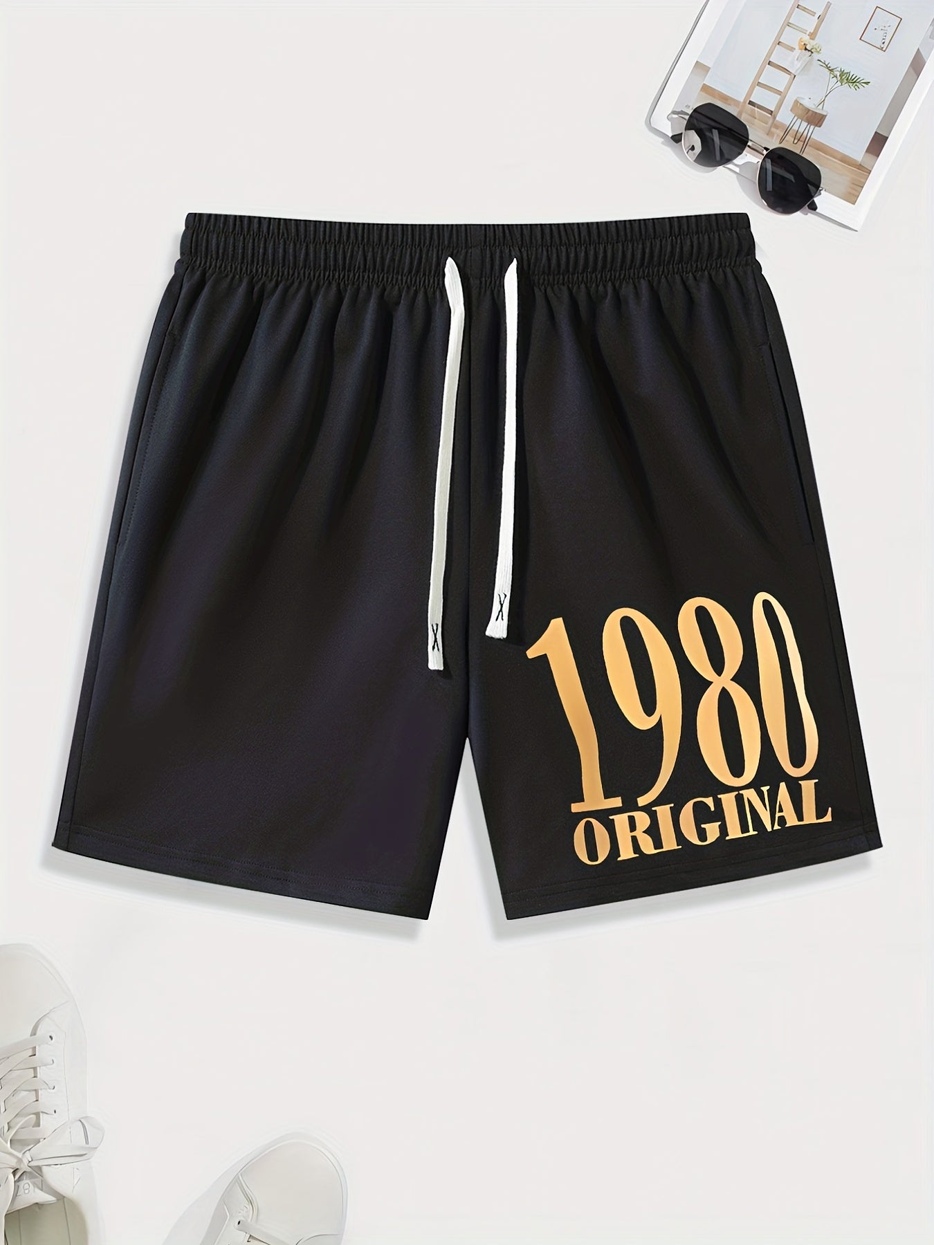 Men's 1980 Print Shorts Casual Stretch Drawstring Shorts