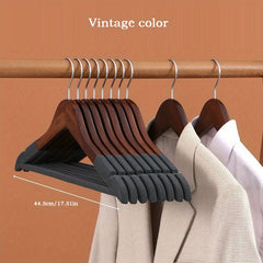 5pcs Velvet Hangers Wooden Household Hangers Solid Wood Anti-slip No Trace