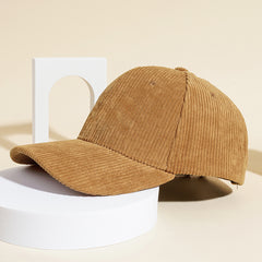 Corduroy Strapback Cap Solid Colour Summer Beach Hats