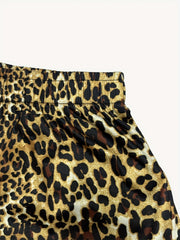 Leopard Print Elastic Waist Shorts for Summer Women's Clothing
