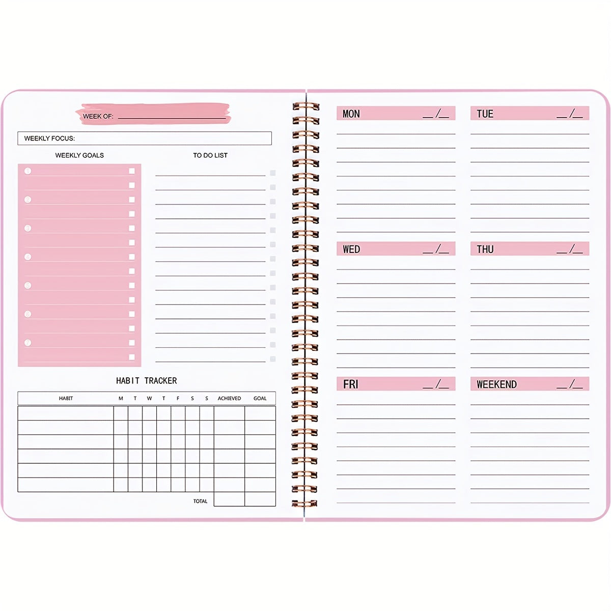 Undated Weekly Planner A5 To Do List Habit Tracker Journal