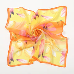 Floral Chiffon Printed Scarf Silk Tassel Bandana Head Wrap