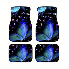 4pcs Galaxy Butterfly Car Floor Mats Water Absorbent Non Slip