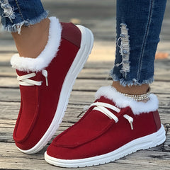 Winter Warm Flats Thermal Snow Boots Faux Fur Plush Lined Slip On Shoes