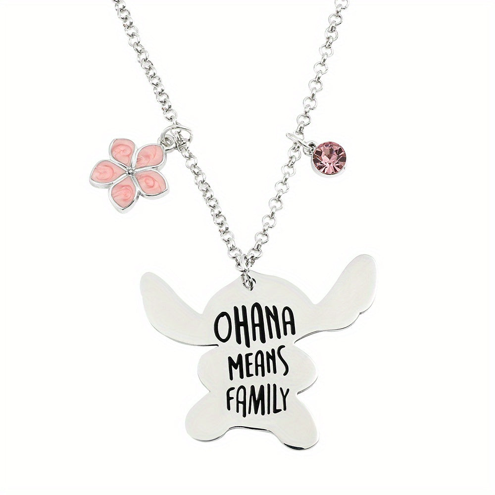 Ohana Means Family Boys Kids Laser Lettering Couple Jewelry Gift Necklace