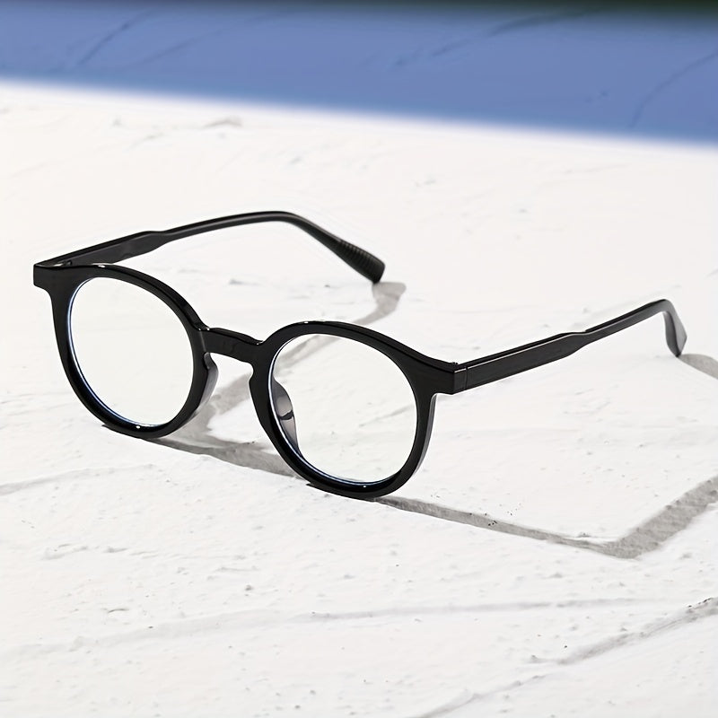 Round Frame Clear Lens Glasses Anti Light Stylish Eyewear