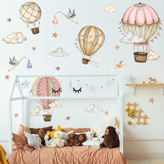 2pcs Hot Air Balloon Cloud Wall Decals Self Adhesive Wall Stickers