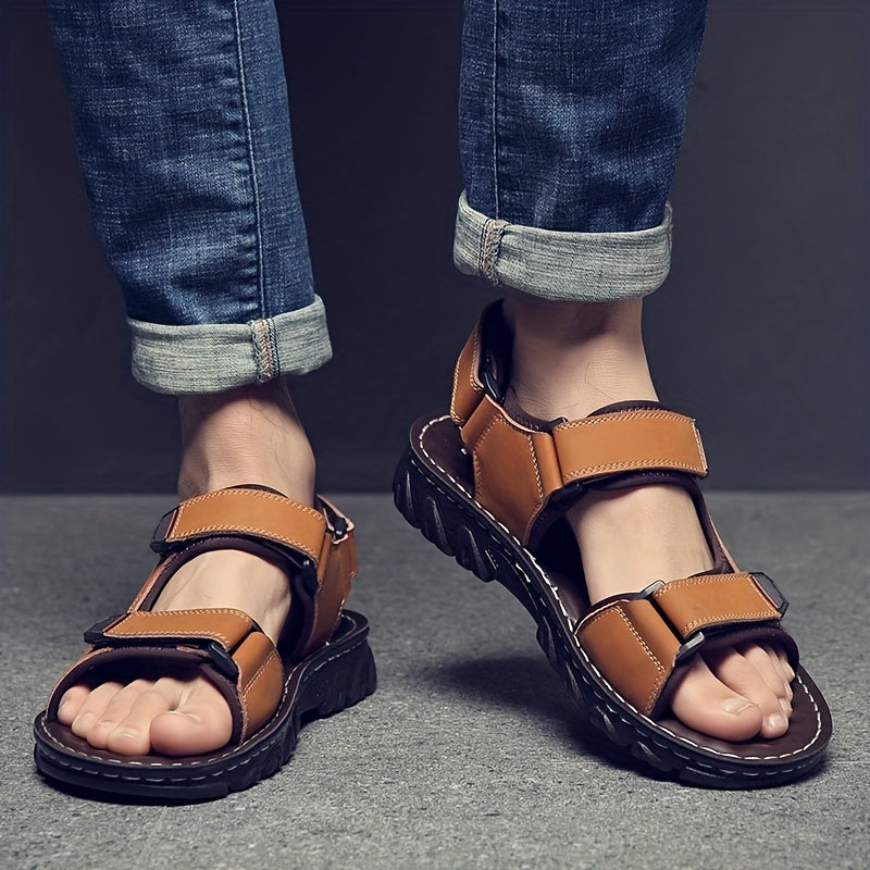 Men's Open Toe Hook And Loop Sandals Non Slip Comfortable Beach Shoes