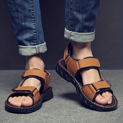 Men's Open Toe Hook And Loop Sandals Non Slip Comfortable Beach Shoes