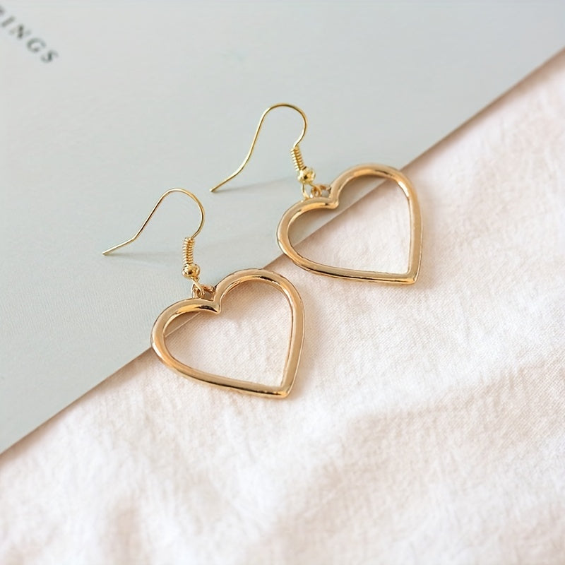 Hollow Heart Pendant Earrings & Ear Clips for Women