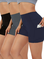 3pcs High Waist Yoga Shorts Tummy Control Sports Activewear