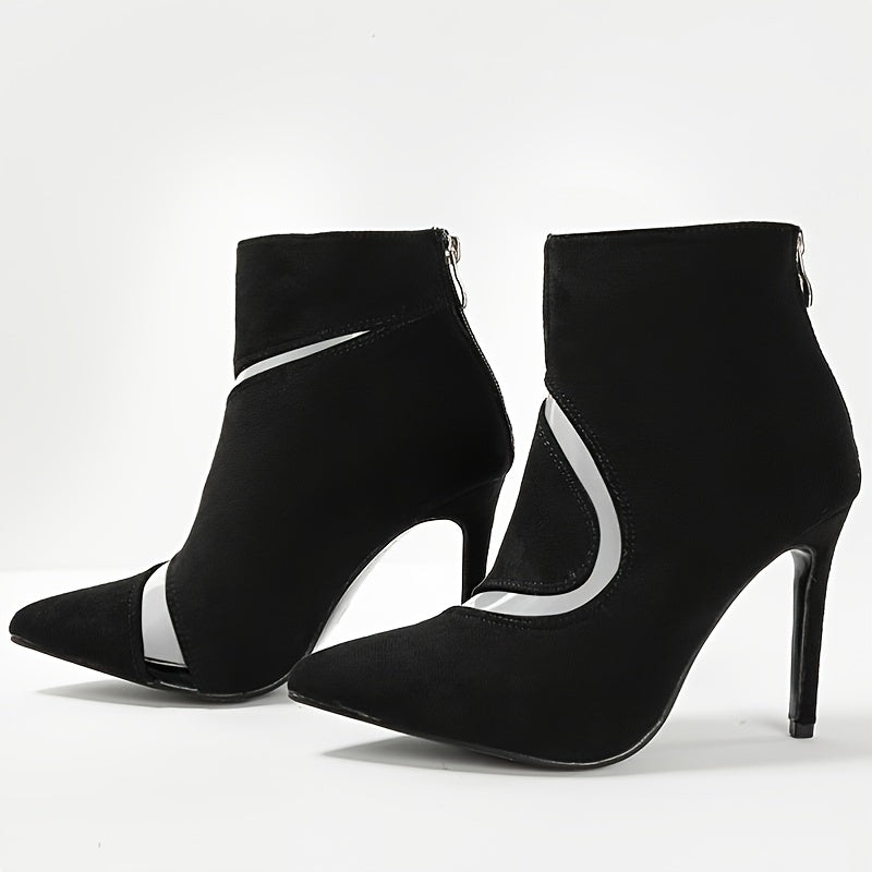 Women's Pointed Toe Ankle Boots Stiletto Heel Zipper Back Pumps