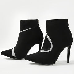 Women's Pointed Toe Ankle Boots Stiletto Heel Zipper Back Pumps