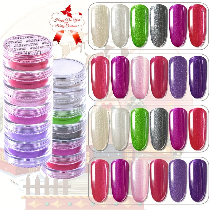 6PCS Christmas Pearl Powder Set Nail Glitter Magic Mirror Cloud Brocade DIY