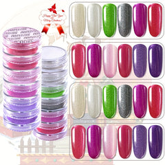 6PCS Christmas Pearl Powder Set Nail Glitter Magic Mirror Cloud Brocade DIY