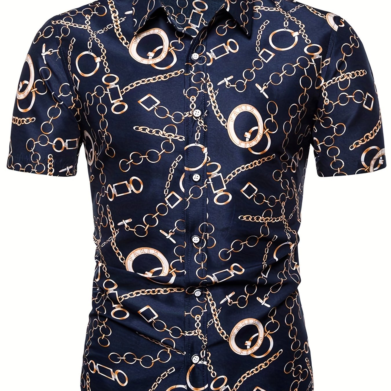 Casual Chain Pattern Short Sleeve Shirt Men s Hawaiian Shirt