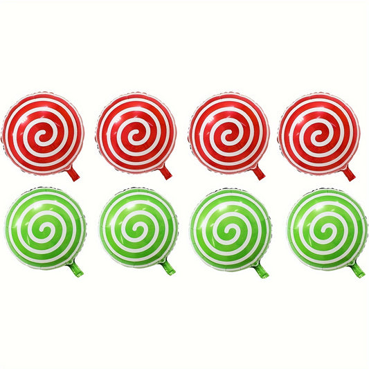 8pcs Christmas Candy Swirl Mylar Foil Balloons 45 72 Cm