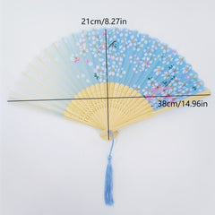 Chinese Flower Pattern Folding Fan Cheongsam Accessories Stage Performance
