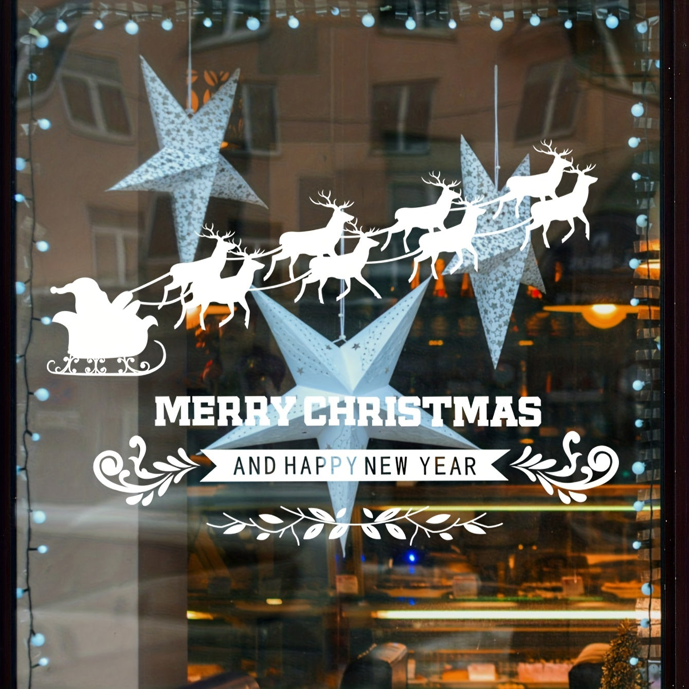 Christmas Theme Window Stickers Elk Removable Vinyl Wall Decor