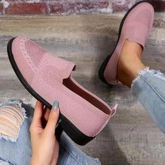 Women's Knitted Flat Shoes Comfy Slip On Low Top Casual Walking Shoes