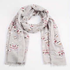 Bird Snowflake Print Scarf Warm Long Shawl for Women