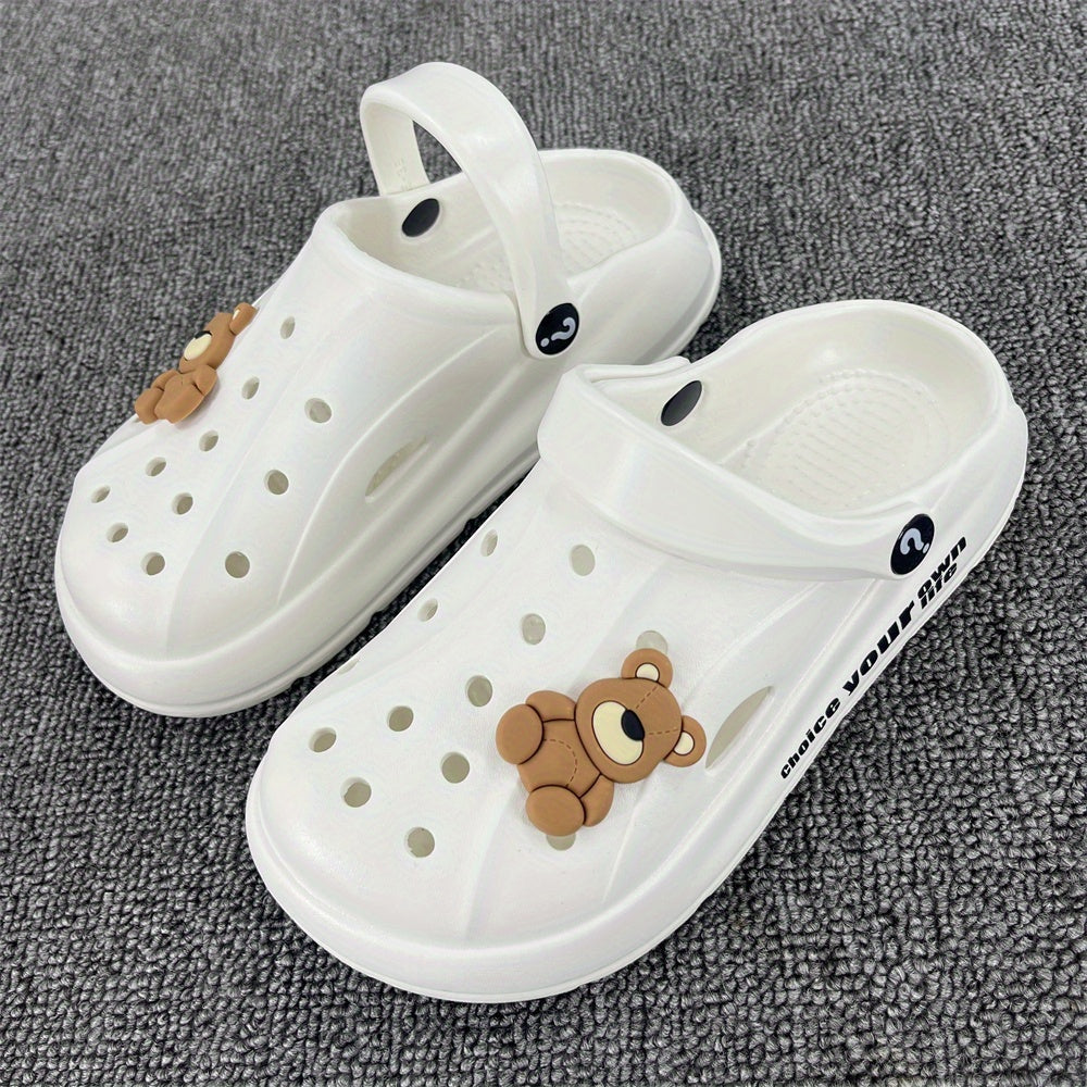 Women's Teddy Bear Platform Clogs Hollow Out Non Slip Slide Shoes