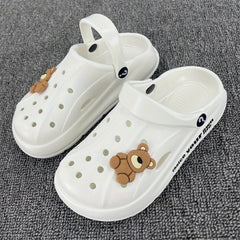 Women's Teddy Bear Platform Clogs Hollow Out Non Slip Slide Shoes