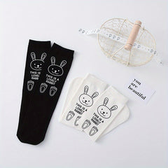 Girls Kids Bunny Pattern Crew Socks Ages 3+
