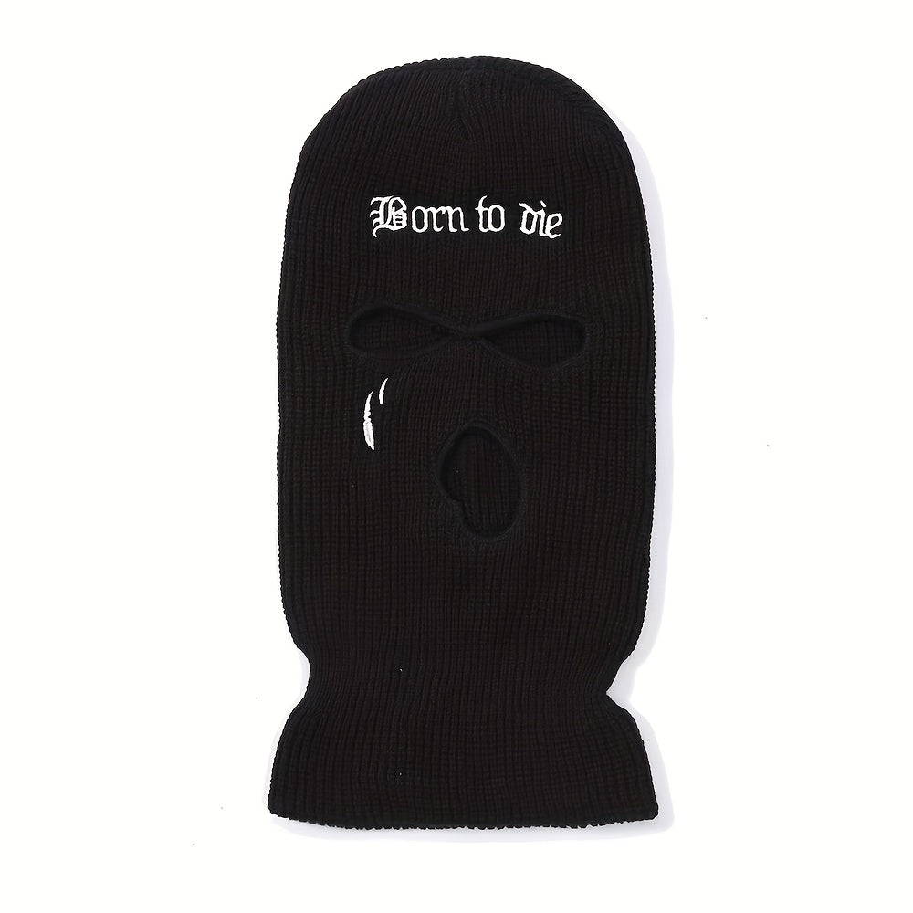 Embroidered 3 Hole Ski Mask Balaclava Hat Neck Warmer