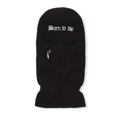 Embroidered 3 Hole Ski Mask Balaclava Hat Neck Warmer