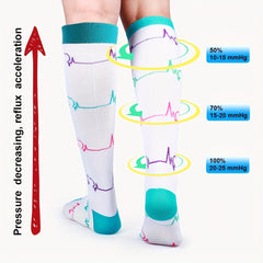 Striped Compression Sports Socks Anti slip Breathable Knee High Socks
