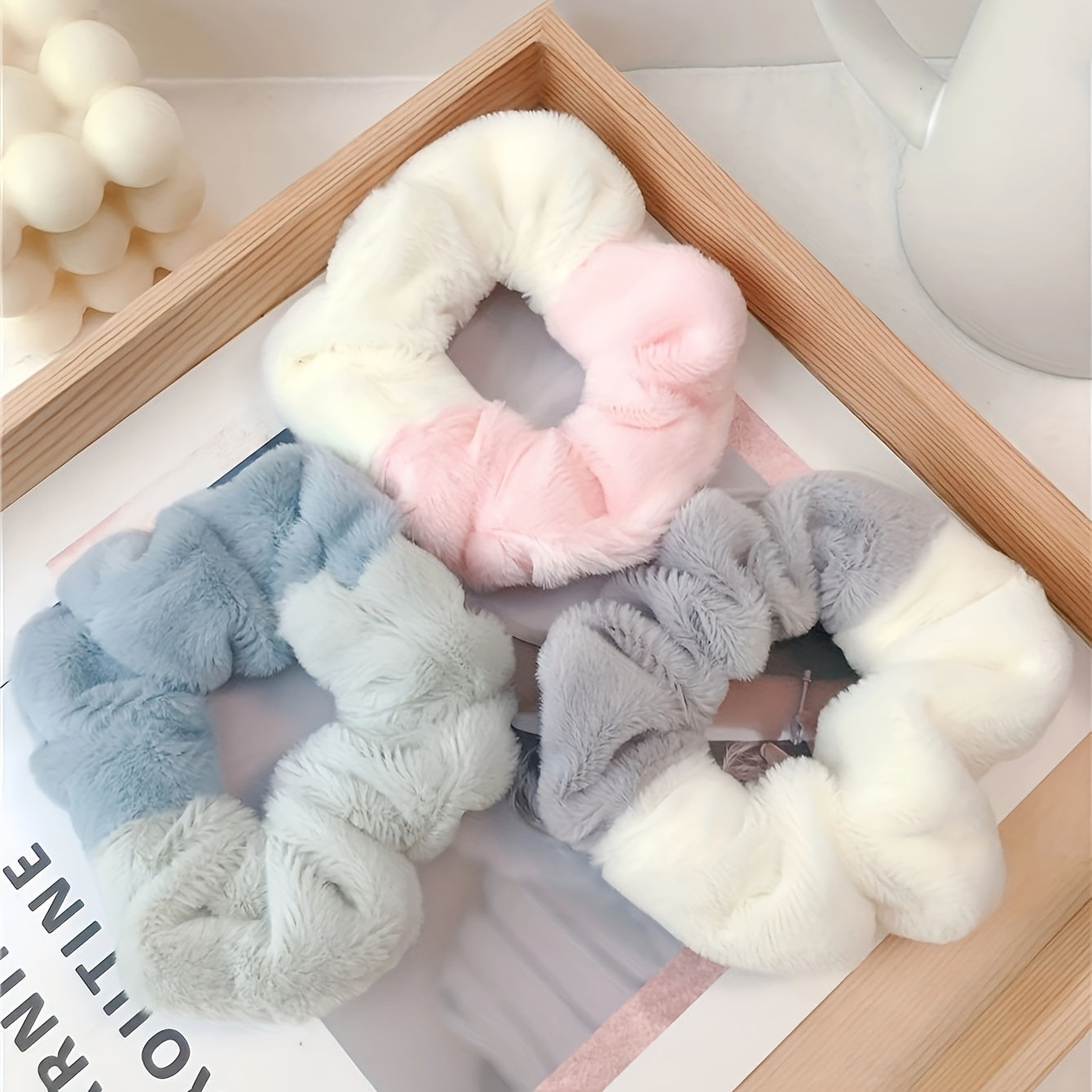 3pcs Plush Hair Tie Bands for Girls