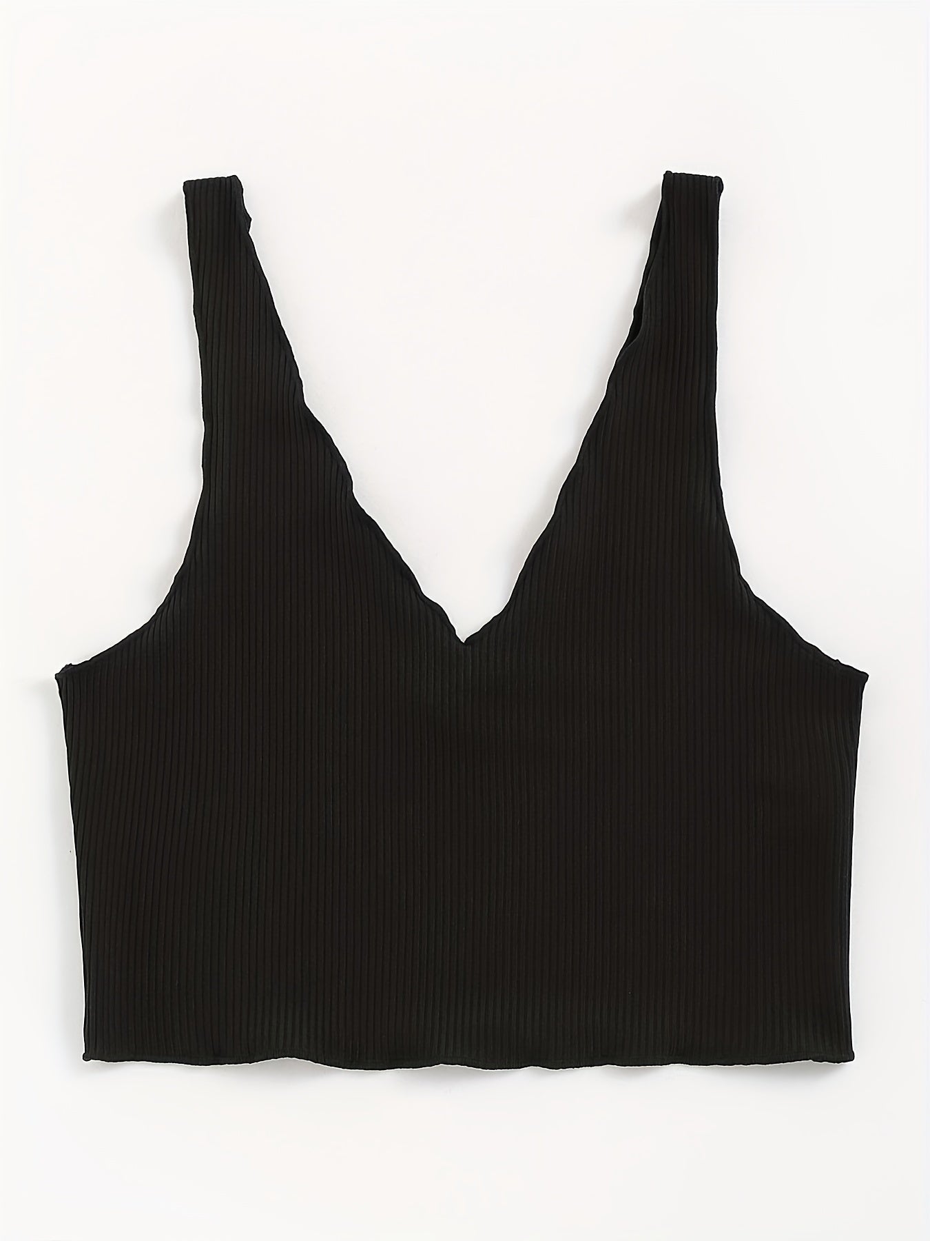 3pcs Ribbed Tank Tops V Neck Sleeveless Women's Lingerie
