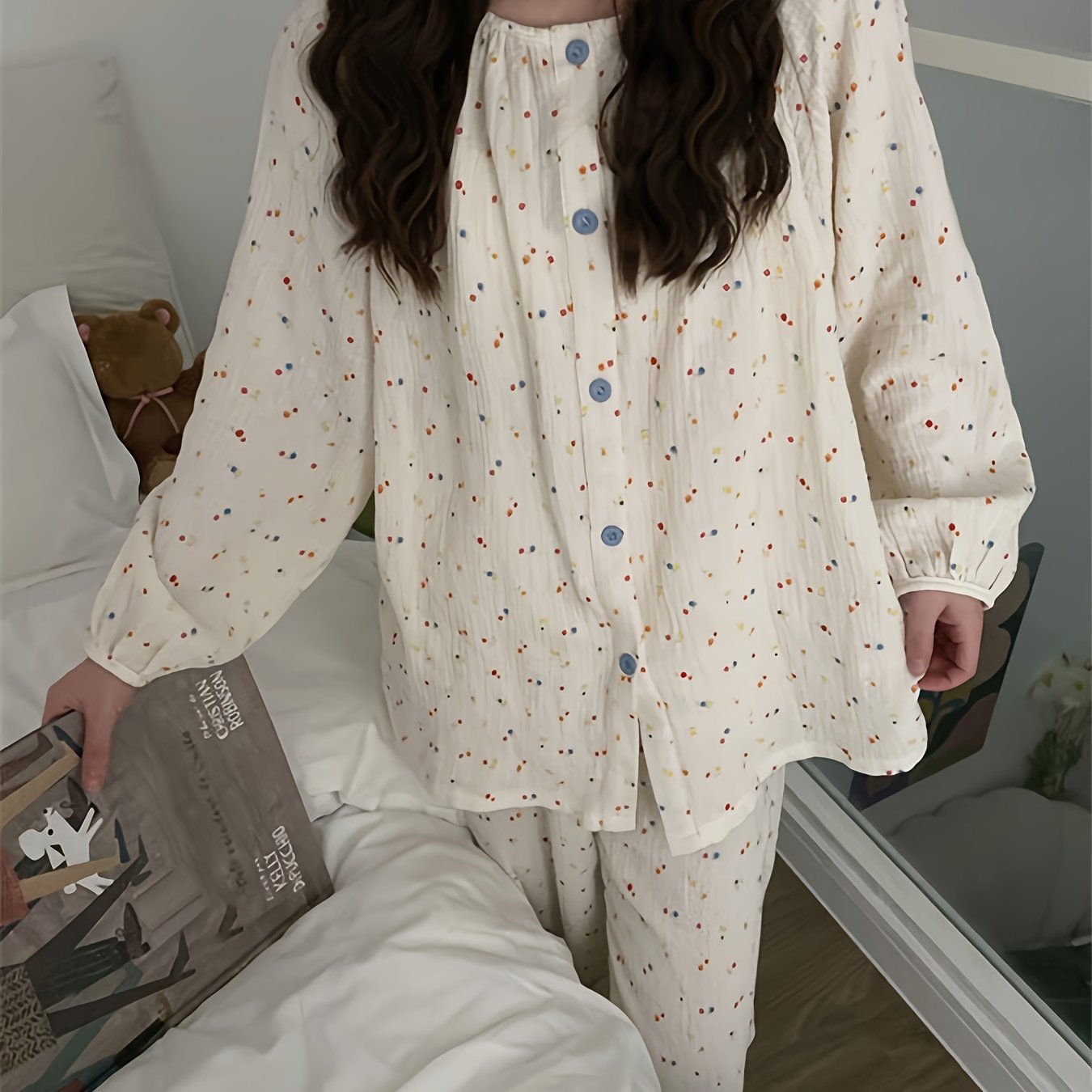 Floral Print Pajama Set Long Sleeve Top & Pants
