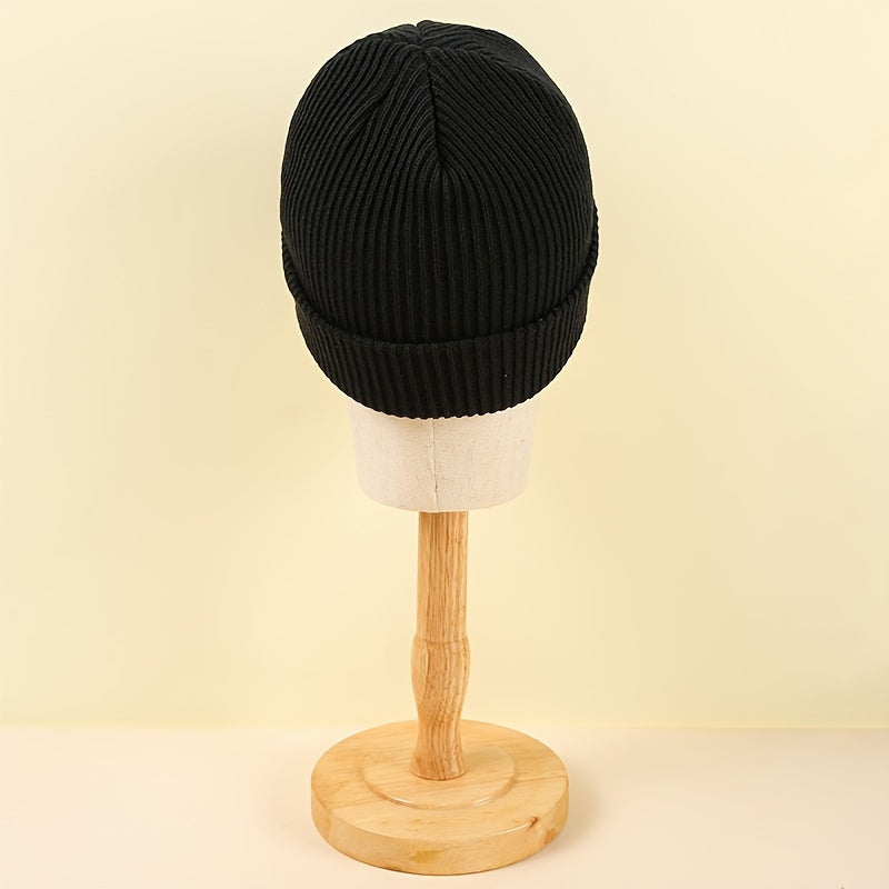 Winter Happy Face Embroidered Beanie Hat Ear Protection Warm Hat