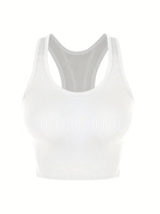 Crop Tops Racerback Yoga Vest Women Gym Seamless Ribbed Sleeveless Tank Tops