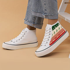 Christmas Chunky Canvas Sneakers High Top Skate Shoes
